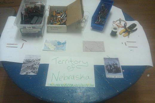 electronics parts and a sign reading Territory of Nebraska